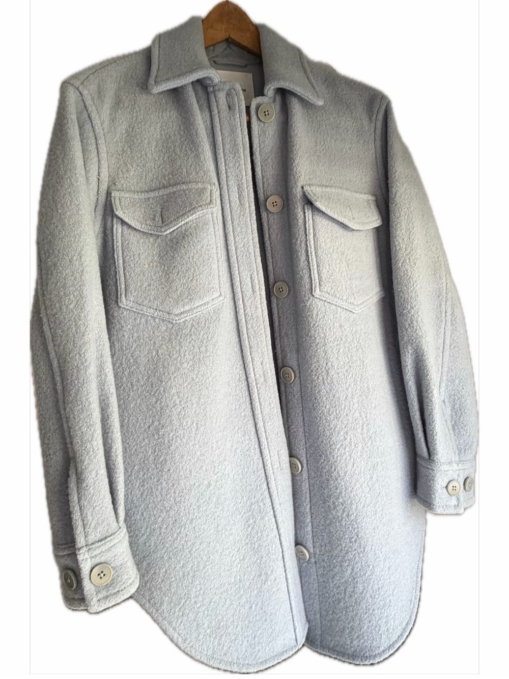 Wilfred Light Blue Wool Shacket Jacket